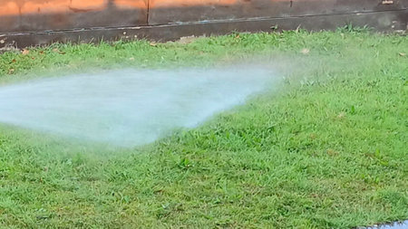 Blurred Water Spread on The Grassの写真素材