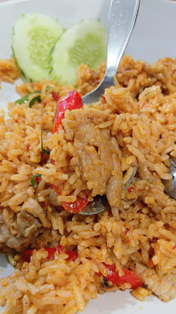 Tom Yum Pork Fried Rice Recipeの写真素材