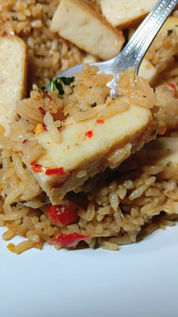 Stir Fried Rice with Basil Leavesの写真素材