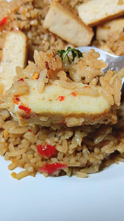 Stir Fried Rice with Vietnamese pork and Basil Leavesの写真素材