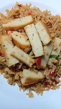 Stir Fried Rice with Basil Leavesの写真素材