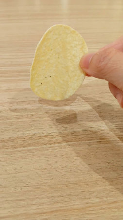 Potato Chip Recipe on Handの写真素材