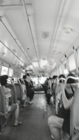 Blurred People on The Busの写真素材