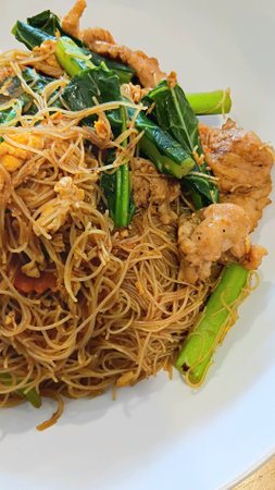 Stir Fried Rice Vermicelli with Soy Sauce and Pork Recipeの写真素材