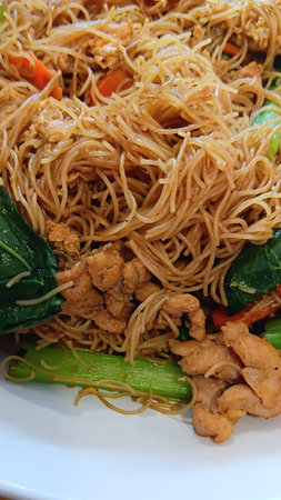 Stir Fried Rice Vermicelli with Soy Sauce and Pork Recipeの写真素材