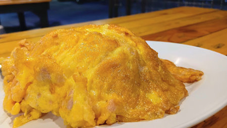 Minced Pork Omelette with Riceの写真素材