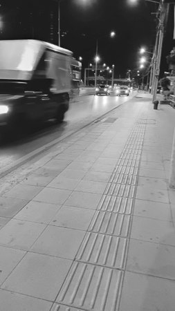 Blurred Land Transportation as Black and White Toneの写真素材