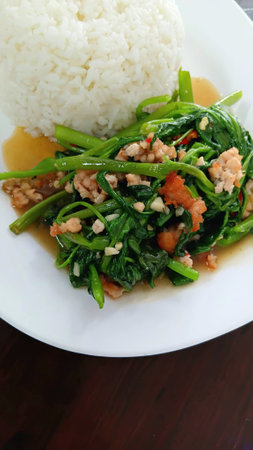 Stir Fried Morning Glory Recipeの写真素材
