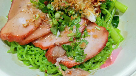 Jade Noodles with Roasted Pork Recipeの写真素材