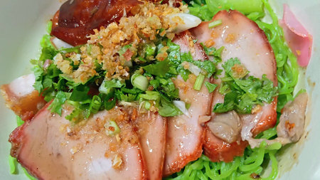 Jade Noodles with Roasted Pork Recipeの写真素材