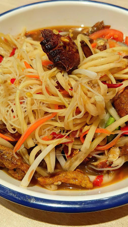 Spicy Papaya Salad Recipe at Restaurantの写真素材
