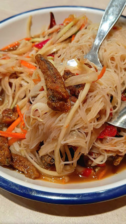 Spicy Papaya Salad Recipe at Restaurantの写真素材