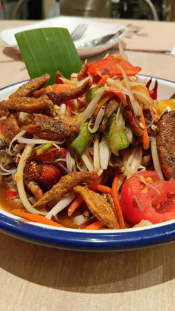 Spicy Papaya Salad Recipe at Restaurantの写真素材