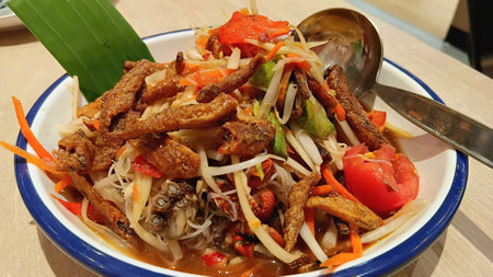 Spicy Papaya Salad Recipe at Restaurantの写真素材