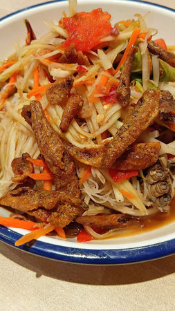 Spicy Papaya Salad Recipe at Restaurantの写真素材