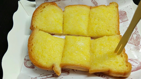 Toast with Butter and Condensed Milkの写真素材
