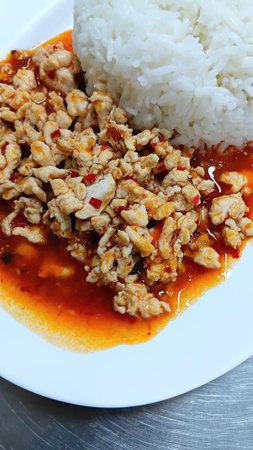 Stir Fried Chicken with Red Curry Paste Recipeの写真素材