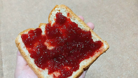 Strawberry Jam and Bread for Breakfastの写真素材