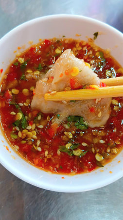 Grilled Pork and Spicy Sauceの写真素材