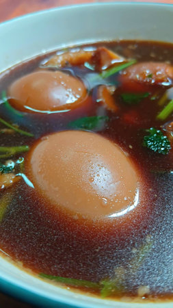 Boiled Eggs in Sweet Brown Sauce Recipeの写真素材