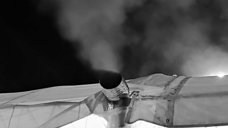 Blurred Smoking Funnel at Nightの写真素材