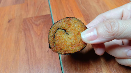 Fried Seaweed Wrapped Textured Vegetable Protein for Vegetarian Festivalの写真素材