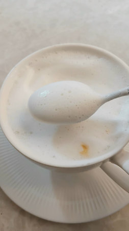 Hot Fresh Milk at Cafeの写真素材