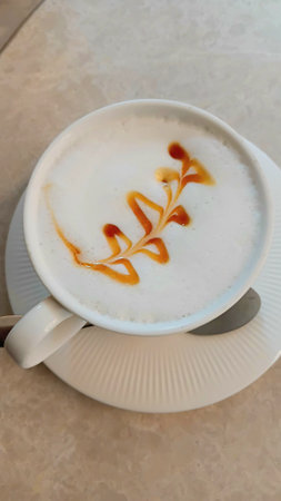 Hot Fresh Milk at Cafeの写真素材