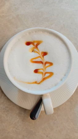 Hot Fresh Milk at Cafeの写真素材