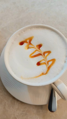 Hot Fresh Milk at Cafeの写真素材