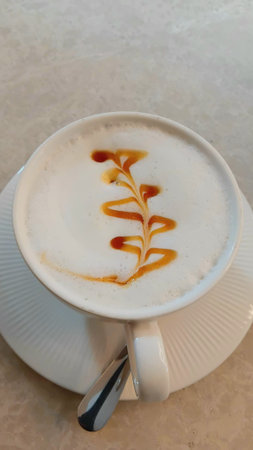 Hot Fresh Milk at Cafeの写真素材