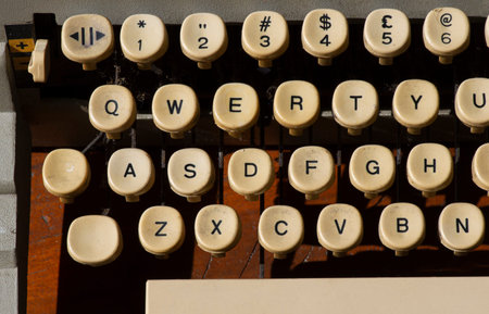 Close up of old typewriter keys.