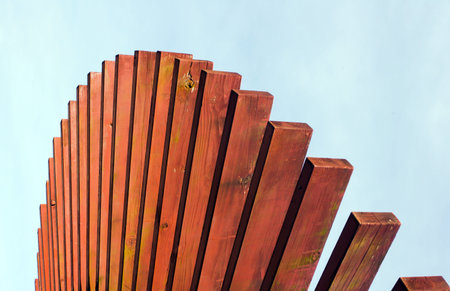 Wooden lattice with blue sky background