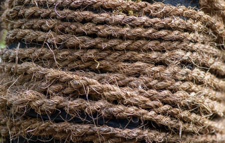Close up of fiber rope roll, shallow focusの写真素材