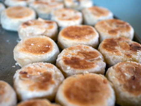 Progress for making Bakpia, an Indonesian traditional snack from Yogyakartaの写真素材