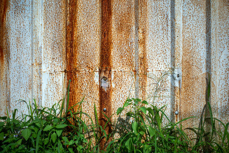 Rusty galvanized iron, old galvanized fence texture. Metal texture background.
