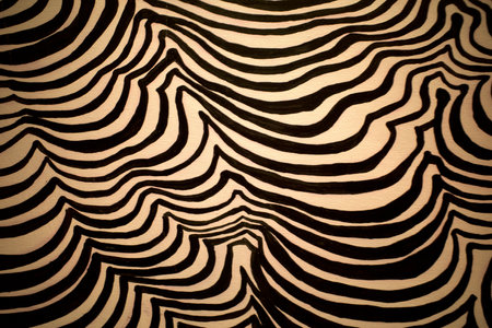 Black and white abstract background with wavy lines pattern.の写真素材