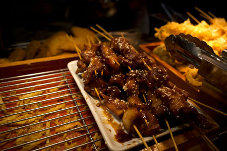 Yakitori, Japanese traditional food, roast chiken grilled chicken on the stick.