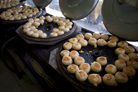 The process of making bakpia, a traditional food from Yogyakarta, Indonesia.
