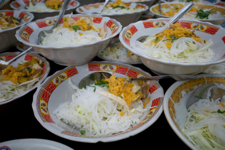 Soto Ayam, a famous Indonesian traditional chicken soup for breakfast.の写真素材
