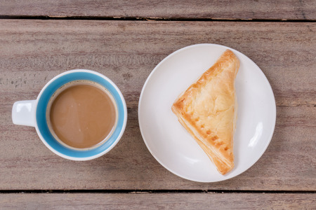 Top view Croissant and coffeeの写真素材
