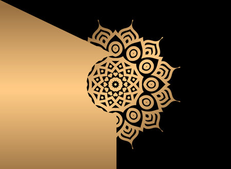 Luxury golden background with mandala ornament. Vector illustration.のイラスト素材