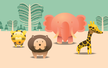 character of animal in vivid colourのイラスト素材