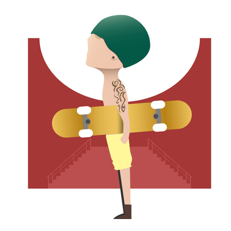 character of a boy who play skateboardのイラスト素材