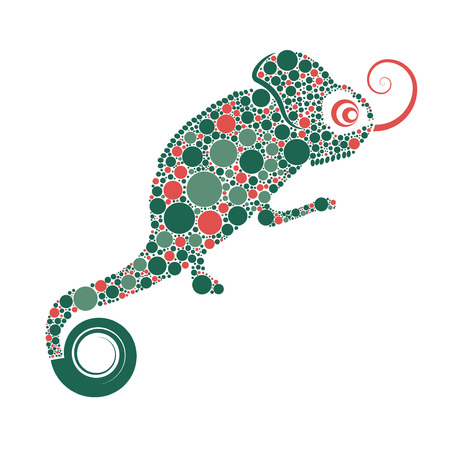chameleon graphic comprised with circlesのイラスト素材