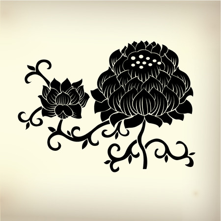 symbol of traditional Chinese lotusのイラスト素材