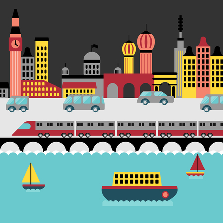 graphic of traveling sceneのイラスト素材