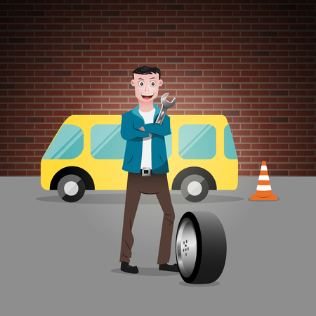 graphic of a garage workerのイラスト素材