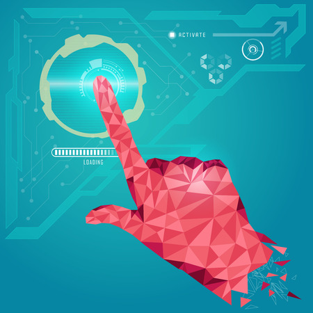 polygon hand, technological interfaceのイラスト素材