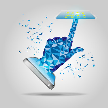 technological gadget, abstract technology, polygon handのイラスト素材